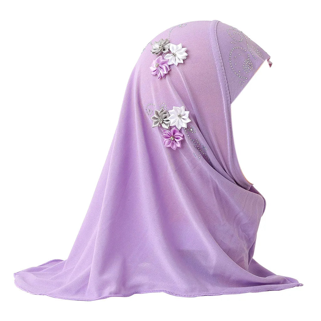 Girls Instant Hijab with Flowers (2-7 Y)